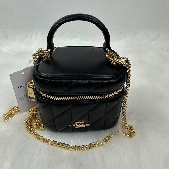 Coach Ava Crossbody Bag With Quilting In Gold/Black Leather CY730 - Picture 11 of 11
